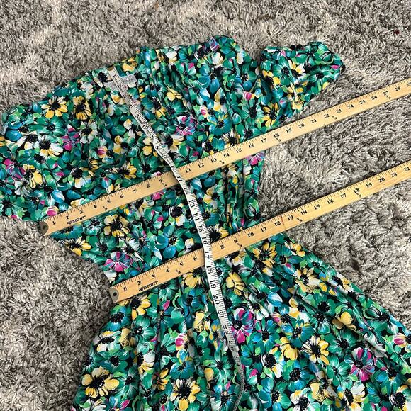 Vintage 80s Amandine Paris Floral Button Front Viscose Midi Dress (38) S XS - Picture 14 of 15